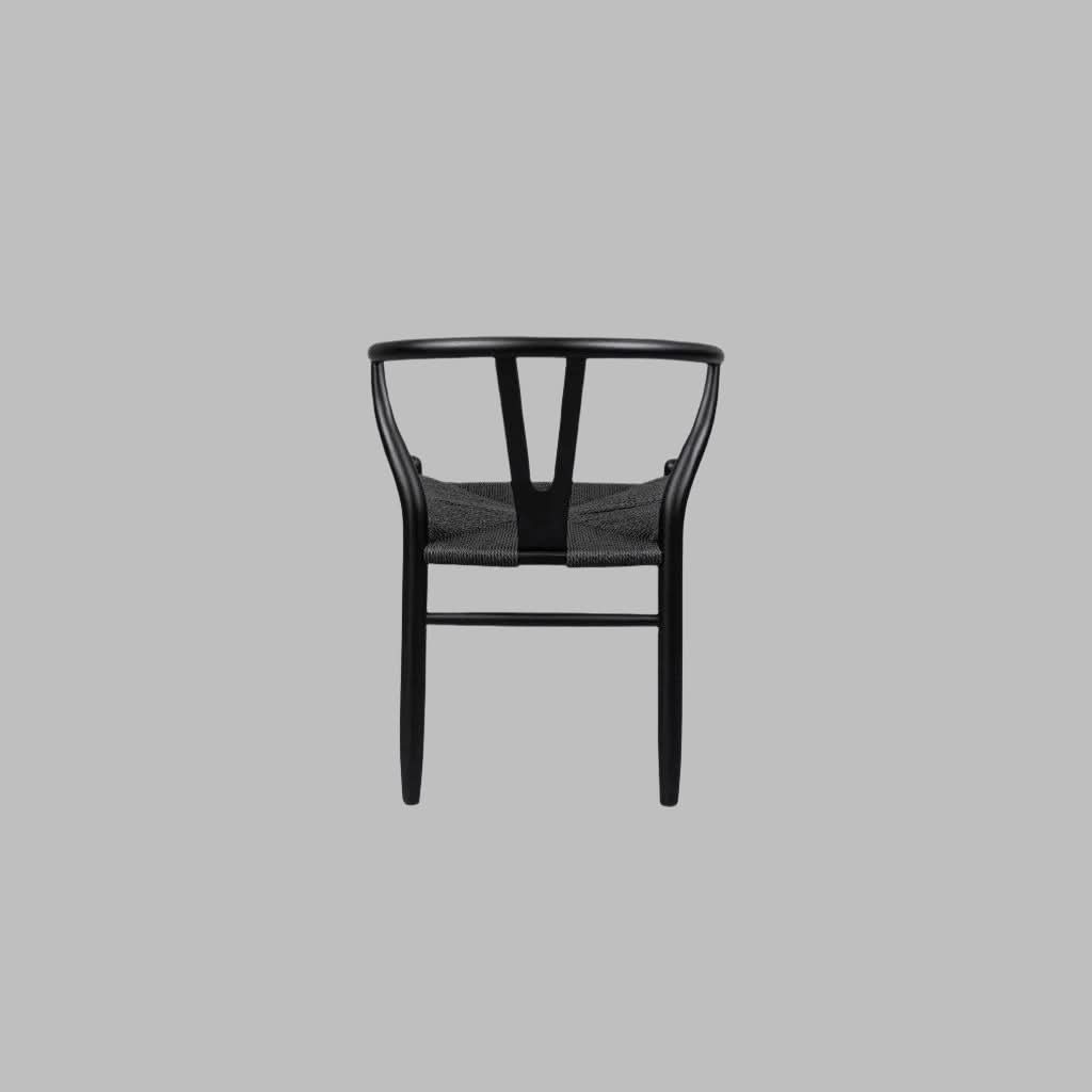 ELIJAH ACACIA WOOD WISHBONE DINING CHAIR IN BRUSHED BLACK - MyChocolateWood