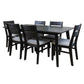 ELIJAH BRUSHED BLACK ACACIA TIMBER 7-PIECE DINING SET 1 TABLE 180CM + 6 DINING CHAIRS - MyChocolateWood