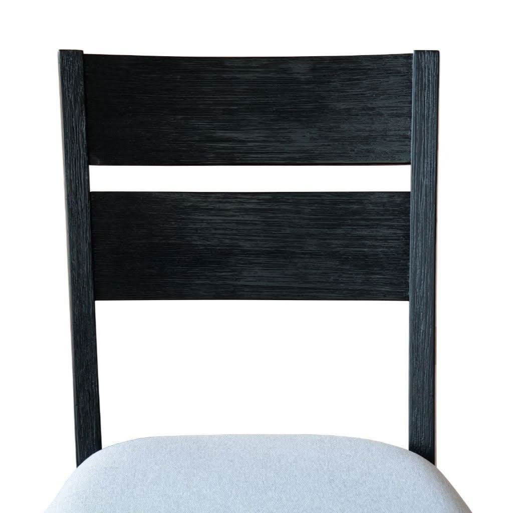 ELIJAH BRUSHED BLACK ACACIA TIMBER 7-PIECE DINING SET 1 TABLE 180CM + 6 DINING CHAIRS - MyChocolateWood