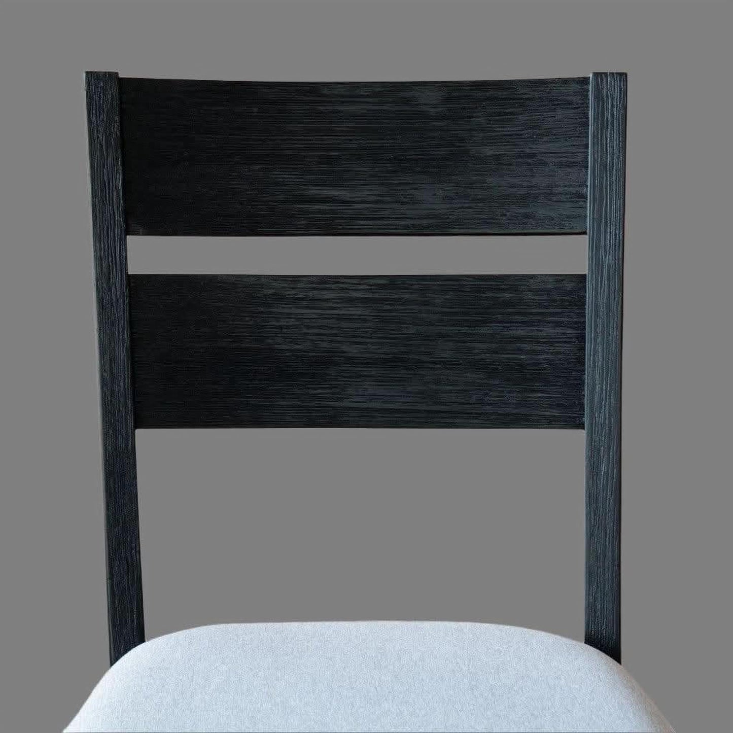 ELIJAH DINING CHAIR WITH FABRIC SEAT IN BRUSHED BLACK ACACIA WOOD