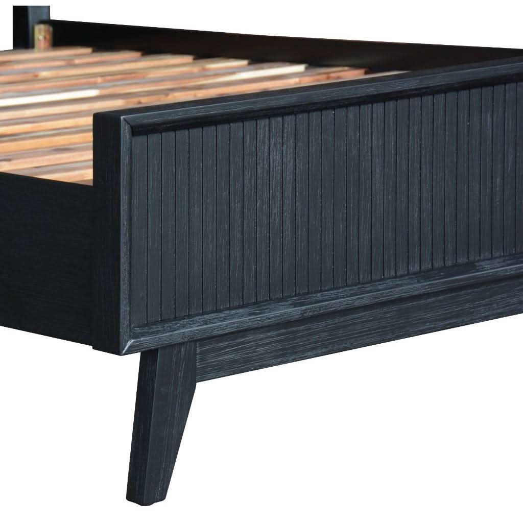 ELIJAH KING SIZE BED + TALLBOY + 2 X BEDSIDE TABLES IN BRUSHED BLACK ACACIA PACKAGE DEAL - MyChocolateWood