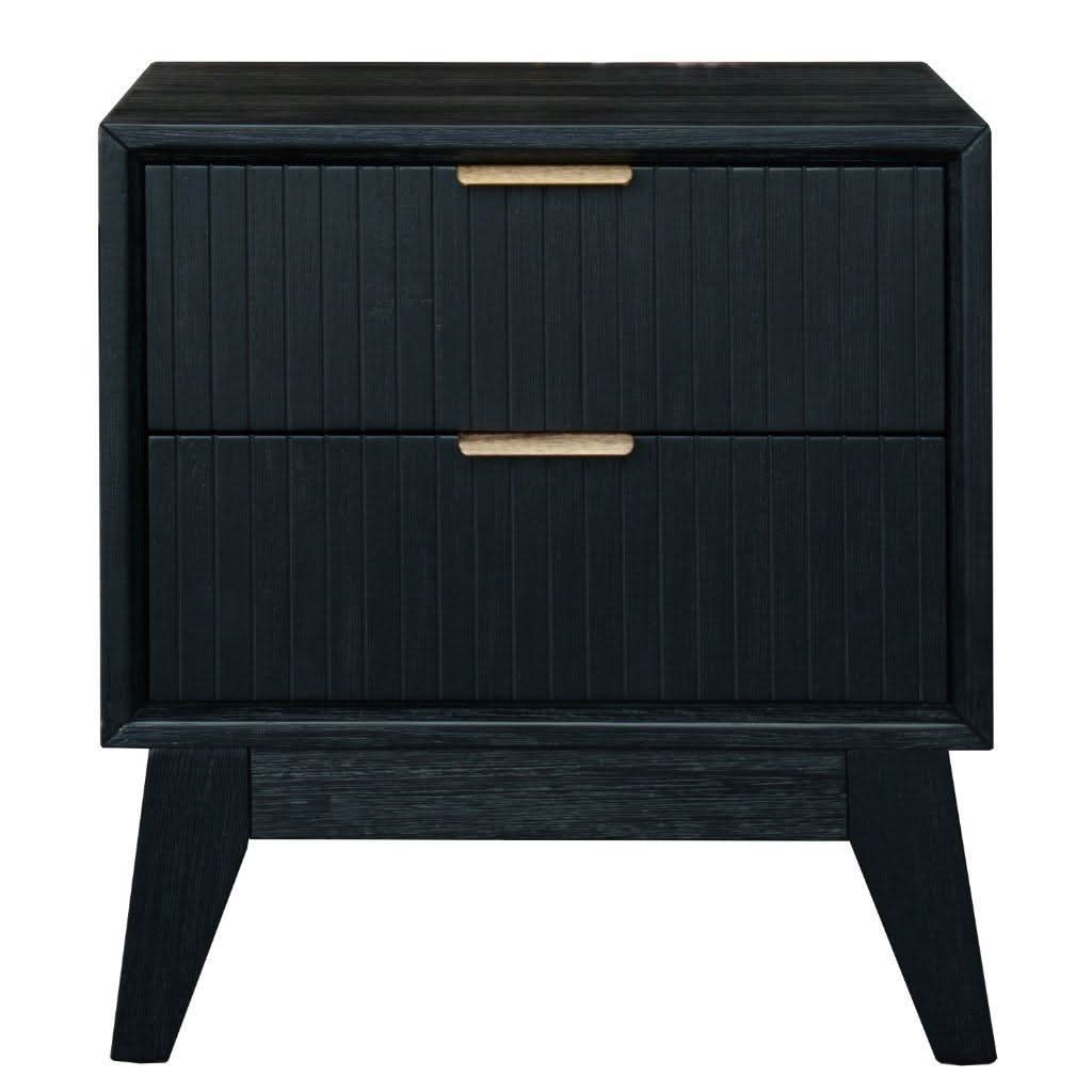 ELIJAH KING SIZE BED + TALLBOY + 2 X BEDSIDE TABLES IN BRUSHED BLACK ACACIA PACKAGE DEAL - MyChocolateWood