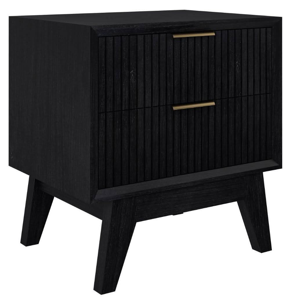 ELIJAH KING SIZE BED + TALLBOY + 2 X BEDSIDE TABLES IN BRUSHED BLACK ACACIA PACKAGE DEAL - MyChocolateWood