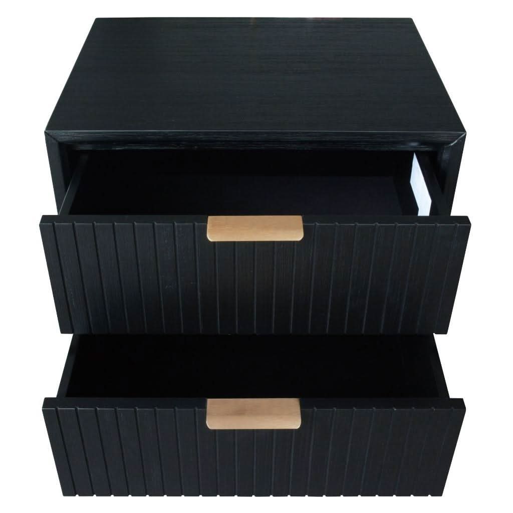 ELIJAH KING SIZE BED + TALLBOY + 2 X BEDSIDE TABLES IN BRUSHED BLACK ACACIA PACKAGE DEAL - MyChocolateWood