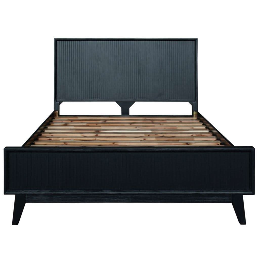 ELIJAH QUEEN SIZE BED + TALLBOY + 2 X BEDSIDE TABLES IN IN BRUSHED BLK PACKAGE DEAL - MyChocolateWood