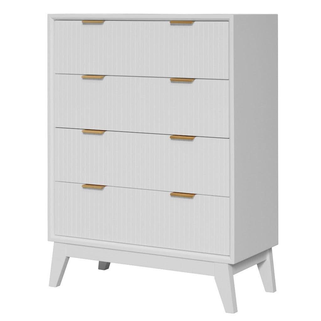 ELIJAH QUEEN SIZE BED + TALLBOY + 2 X BEDSIDE TABLES IN WHITE ACACIA PACKAGE DEAL - MyChocolateWood