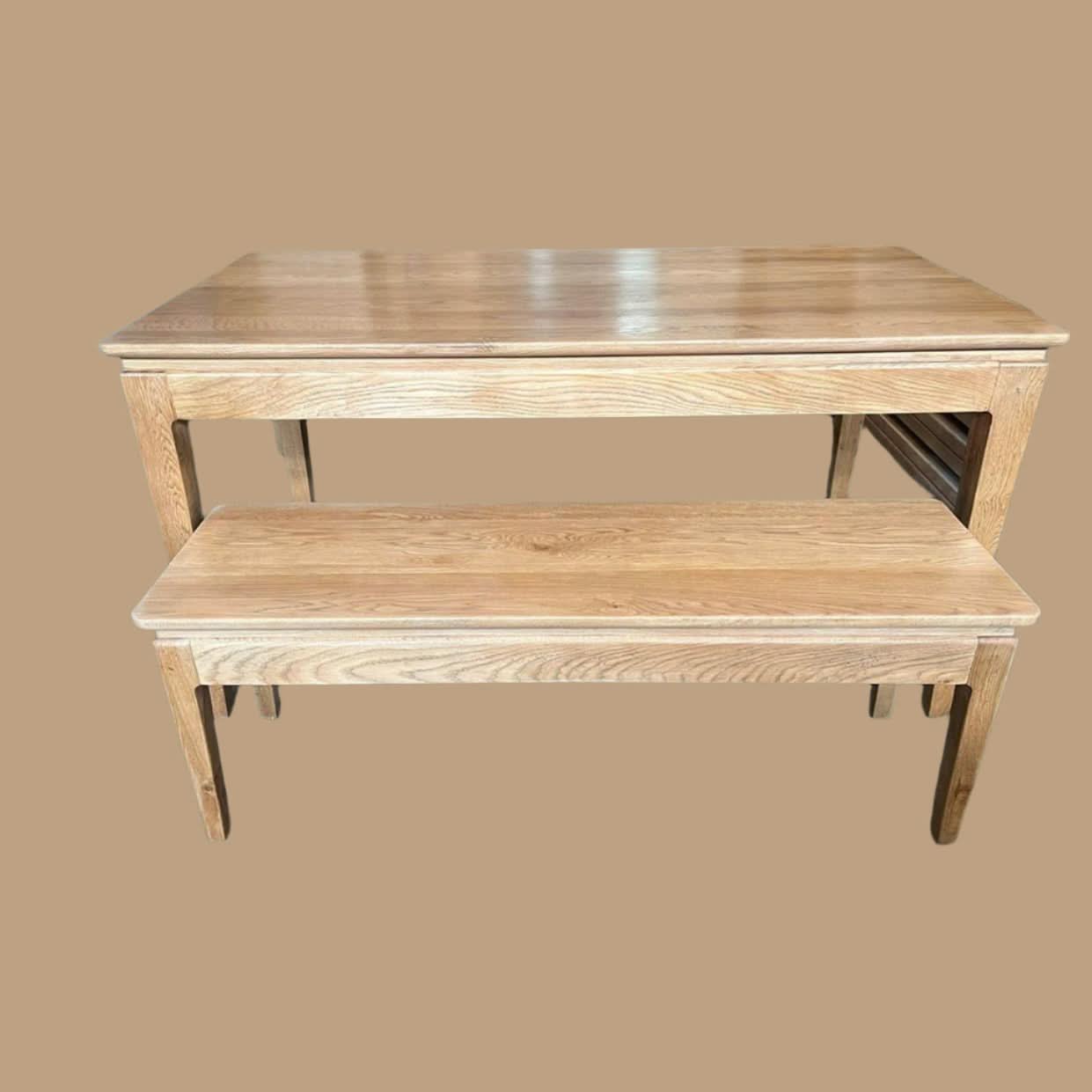 ELLA 3 PIECE BENCH DINING SET IN SOLID OAK 180CM NATURAL COLOUR - MyChocolateWood