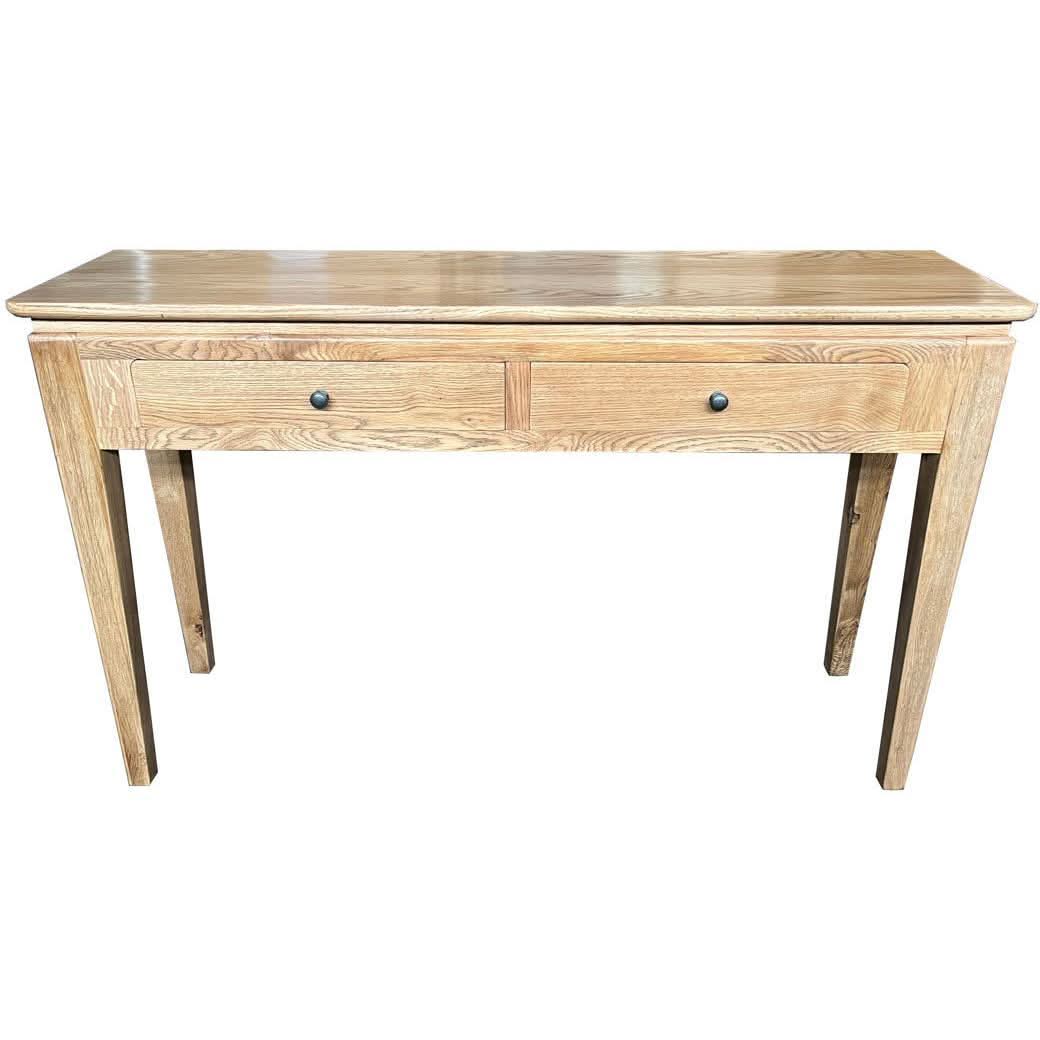 Solid oak Ella console table with two drawers from MyChocolateWood, featuring a sleek, natural wood finish and modern design.