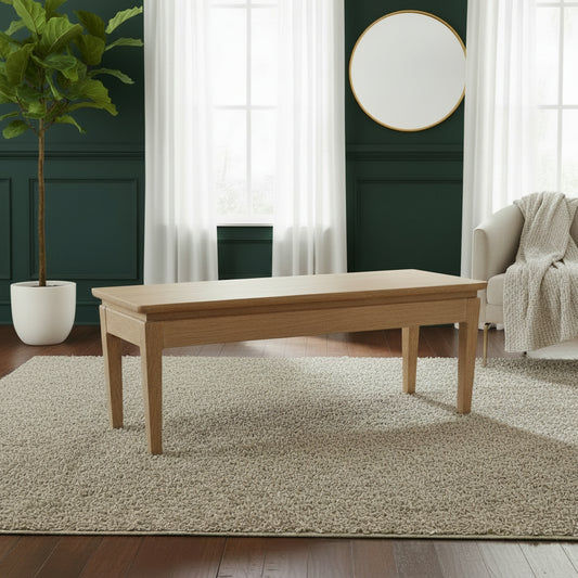 Natural oak dining bench by MyChocolateWood, featuring a solid wood design in 128cm size with a smooth, natural finish.