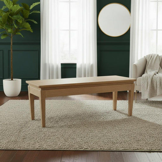 Natural oak dining bench by MyChocolateWood, featuring a solid wood design in 128cm size with a smooth, natural finish.