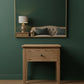 Ella solid oak lamp table with one drawer by MyChocolateWood, featuring natural wood grain and a sleek, functional design.
