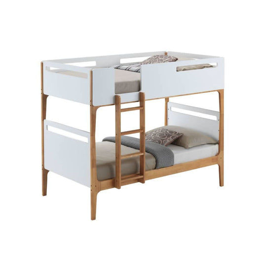 ELLANORA SINGLE OVER SINGLE KIDS BUNK BED-WHITE/OAK(3CNTS) - MyChocolateWood