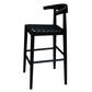 ELLIOT OAK BARSTOOL WITH GENUINE WOVEN LEATHER BLACK - MyChocolateWood