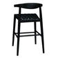 ELLIOT OAK BARSTOOL WITH GENUINE WOVEN LEATHER BLACK - MyChocolateWood