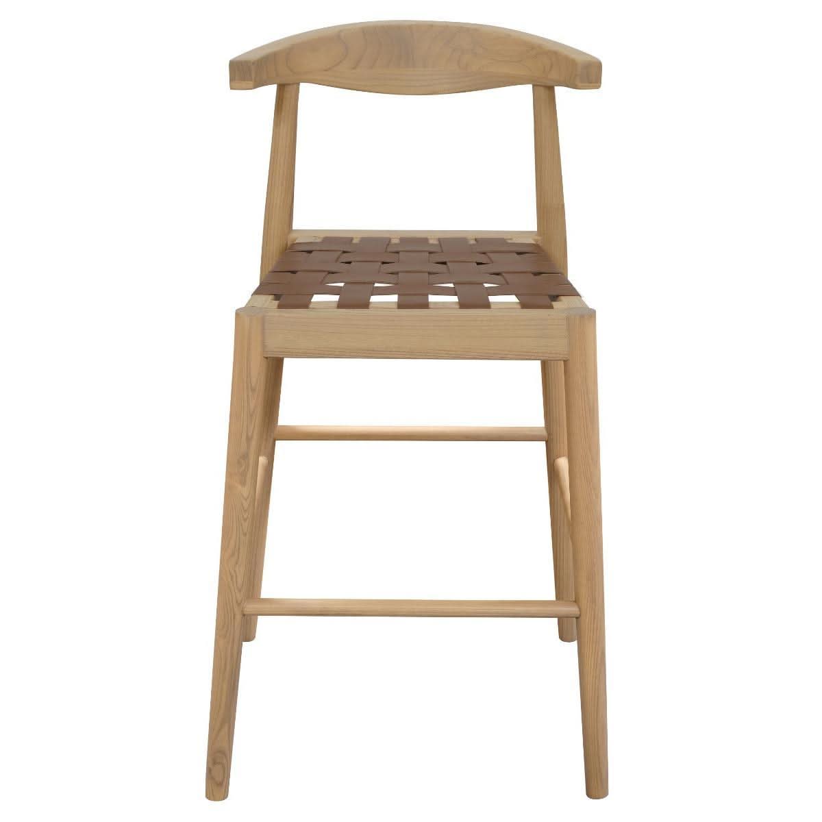 ELLIOT OAK BARSTOOL WITH GENUINE WOVEN LEATHER NATURAL - MyChocolateWood