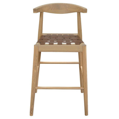 ELLIOT OAK BARSTOOL WITH GENUINE WOVEN LEATHER NATURAL