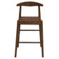 Elliot Oak Barstool with Genuine Woven Leather in Walnut - Chocolate Wood