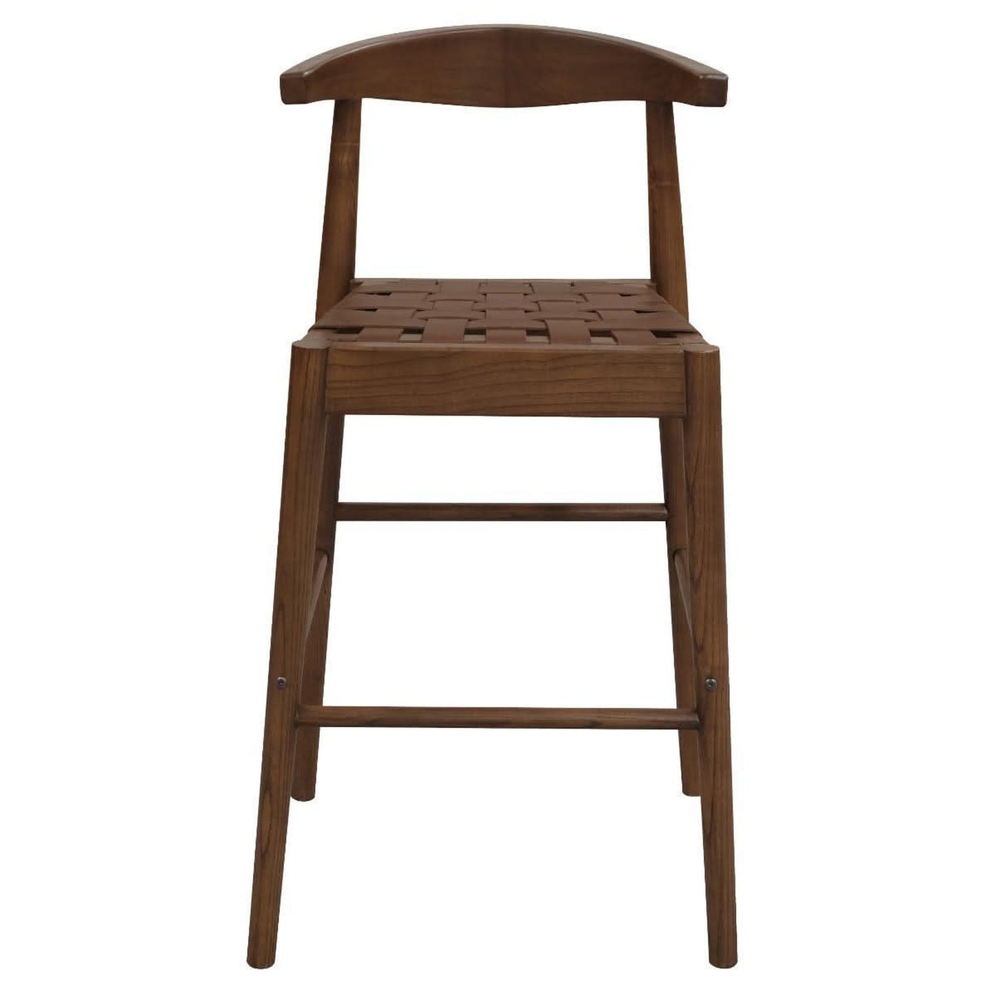 Elliot Oak Barstool with Genuine Woven Leather in Walnut - Chocolate Wood