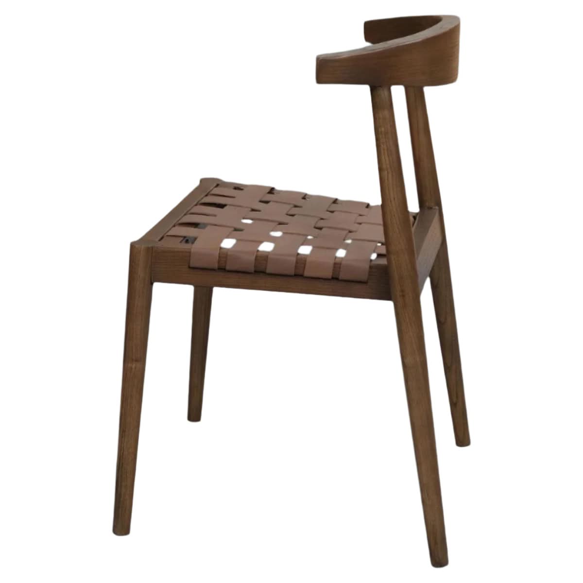ELLIOT OAK DINING CHAIR WITH GENUINE WOVEN LEATHER WALNUT - MyChocolateWood