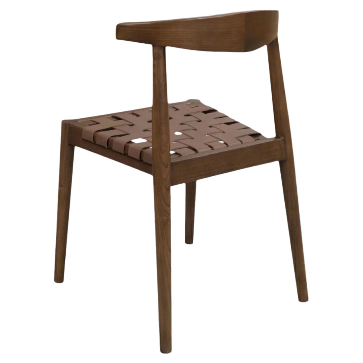ELLIOT OAK DINING CHAIR WITH GENUINE WOVEN LEATHER WALNUT - MyChocolateWood