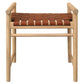 ELLIOT SOLID OAK SINGLE SEATER BENCH WITH GENUINE WOVEN LEATHER TAN/NATURAL - MyChocolateWood