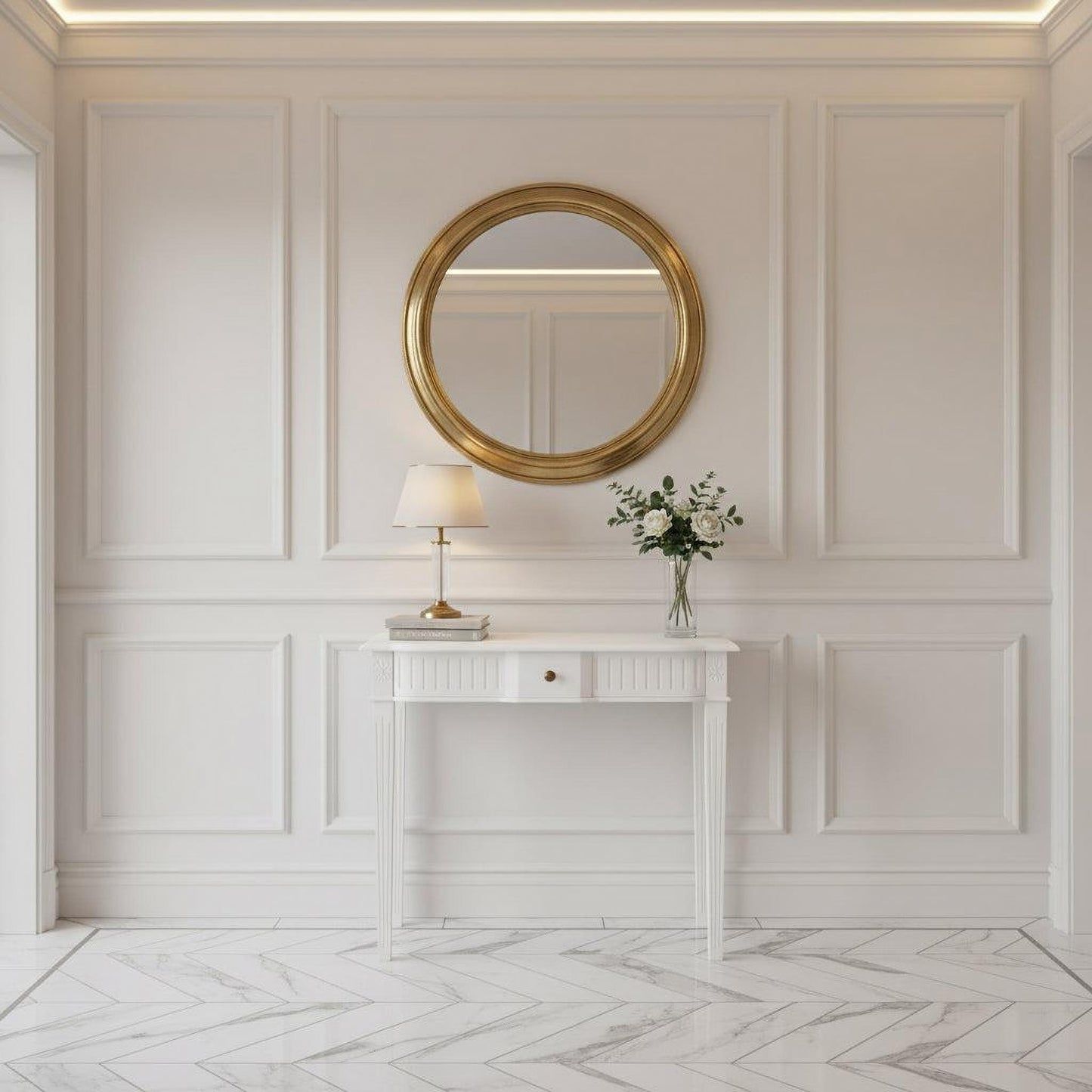 Ellis Solid Mahogany Timber Hall Table / Console 80cm in White - Chocolate Wood