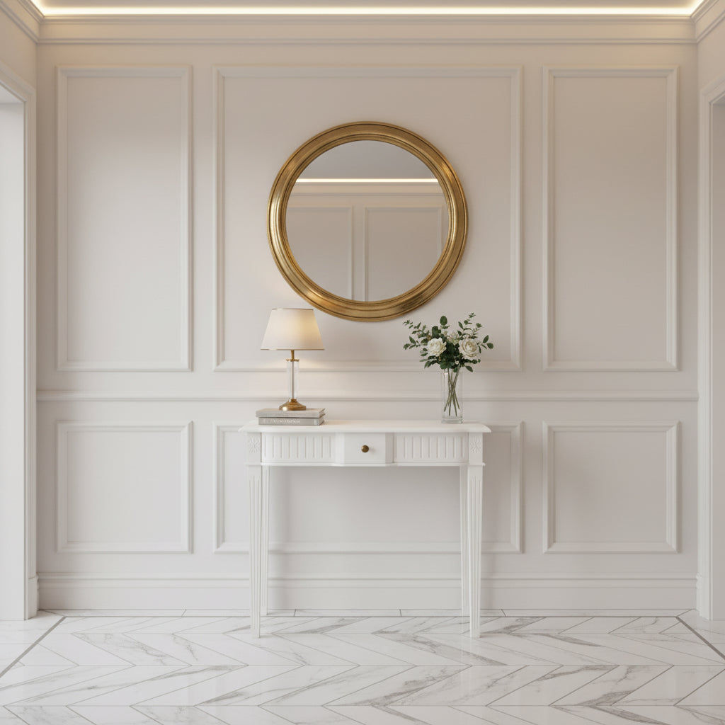 Ellis Solid Mahogany Timber Hall Table / Console 80cm in White - Chocolate Wood
