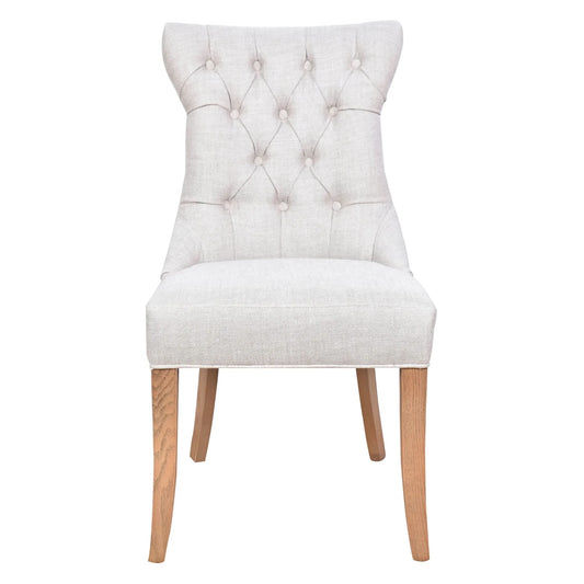ELMORE LIGHT GREY LEATHER DINING CHAIR WITH WHITEWASH LEGS - MyChocolateWood