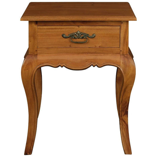ELODIE 1 DRAWER LAMP TABLE IN SOLID MAHOGANY - LIGHT PECAN - MyChocolateWood