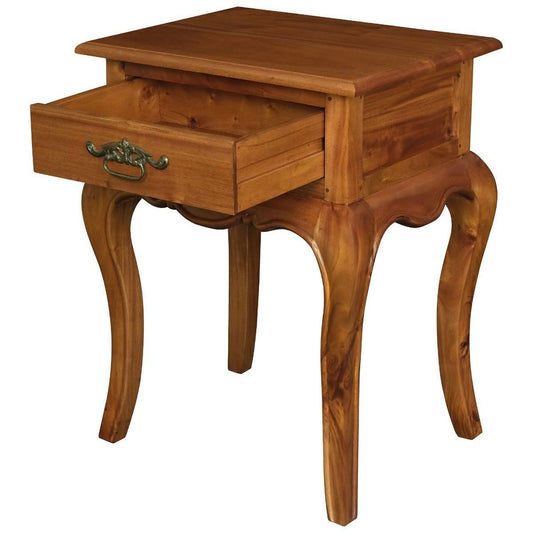 ELODIE 1 DRAWER LAMP TABLE IN SOLID MAHOGANY - LIGHT PECAN