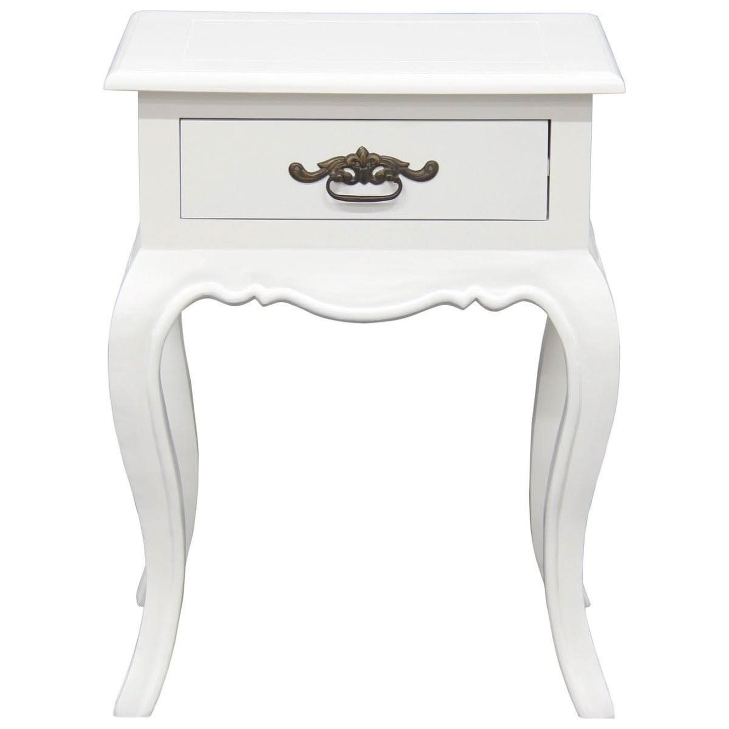 Elodie Solid Mahogany 1-Drawer Lamp Table / Side Table in White - Chocolate Wood