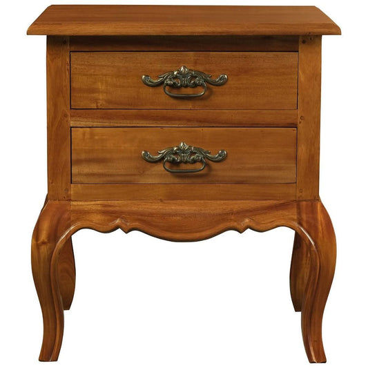 ELODIE 2 DRAWER LAMP TAB/SIDE TABLE IN SOLID MAHOGANY- LIGHT PECAN - MyChocolateWood