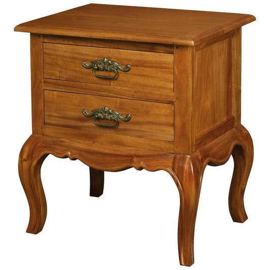 ELODIE 2 DRAWER LAMP TAB/SIDE TABLE IN SOLID MAHOGANY- LIGHT PECAN