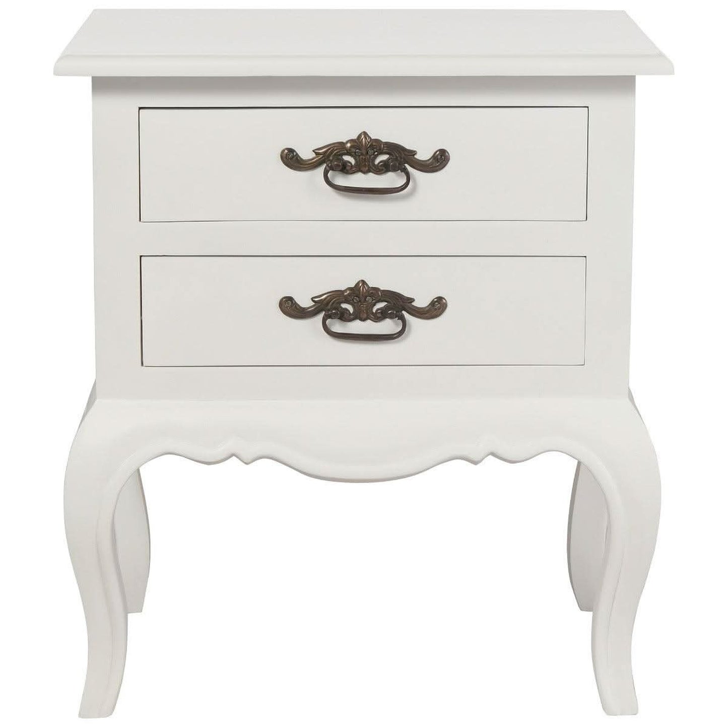Elodie Solid Mahogany 2-Drawer Lamp Table / Side Table in White - Chocolate Wood