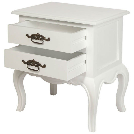 ELODIE 2 DRAWER LAMP TABLE /SIDE TABLE IN SOLID MAHOGANY- WHITE - MyChocolateWood