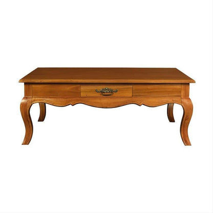 ELODIE 2 DRAWERS COFFEE TABLE IN SOLID MAHOGANY- LIGHT PECAN