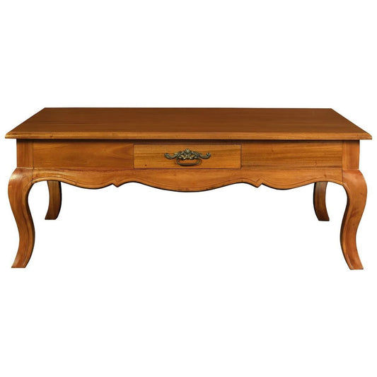 ELODIE 2 DRAWERS COFFEE TABLE IN SOLID MAHOGANY- LIGHT PECAN