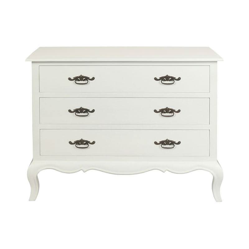 ELODIE 3 DRAWER CHEST/DRESSER IN SOLID MAHOGANY - WHITE - MyChocolateWood