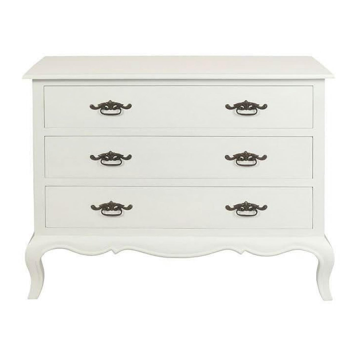 Elodie Solid Mahogany 3-Drawer Chest / Dresser in White - Chocolate Wood