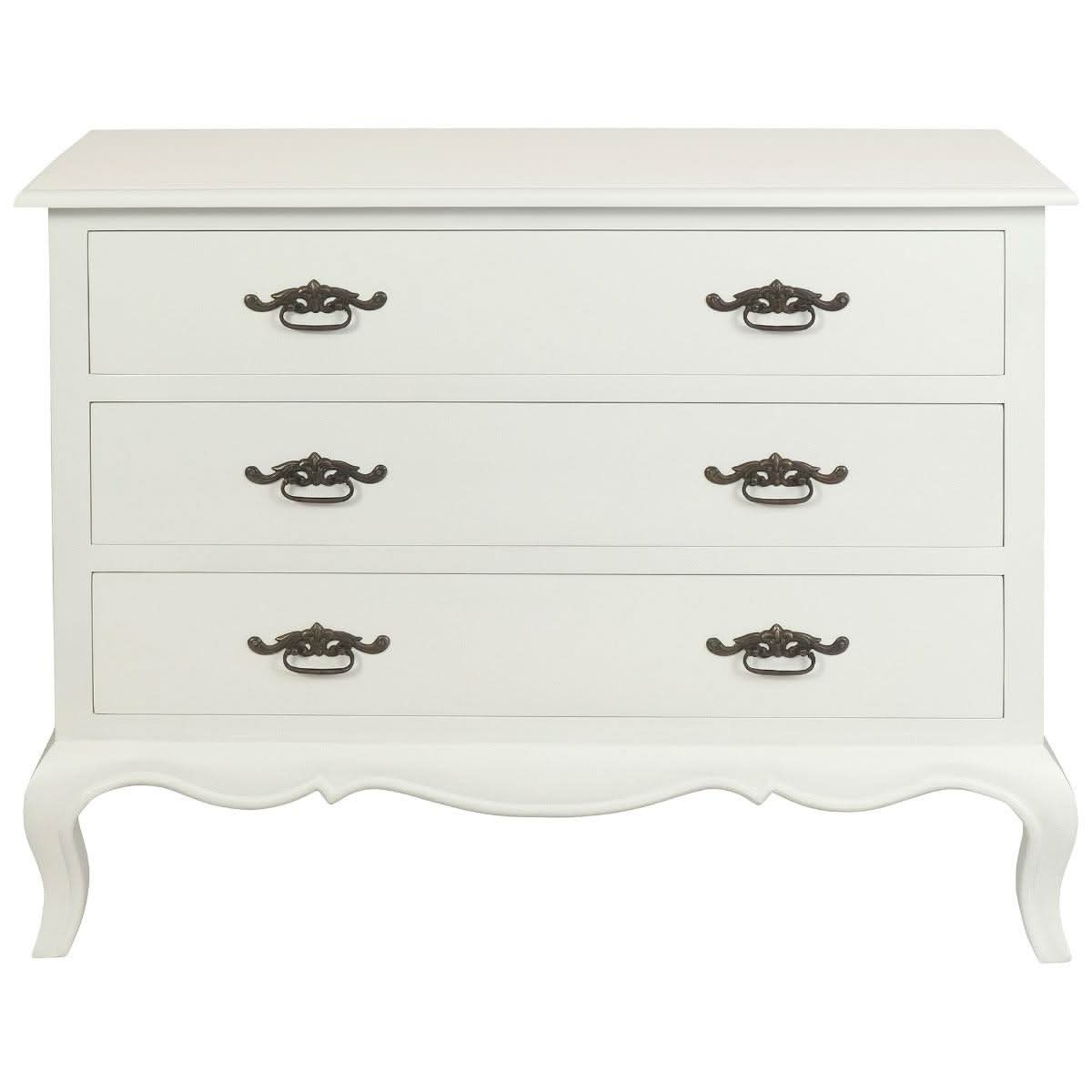 ELODIE 3 DRAWER CHEST/DRESSER IN SOLID MAHOGANY - WHITE - MyChocolateWood