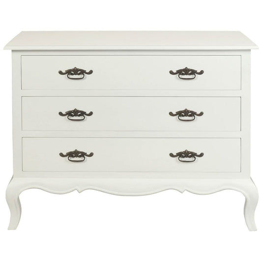 ELODIE 3 DRAWER CHEST/DRESSER IN SOLID MAHOGANY - WHITE - MyChocolateWood