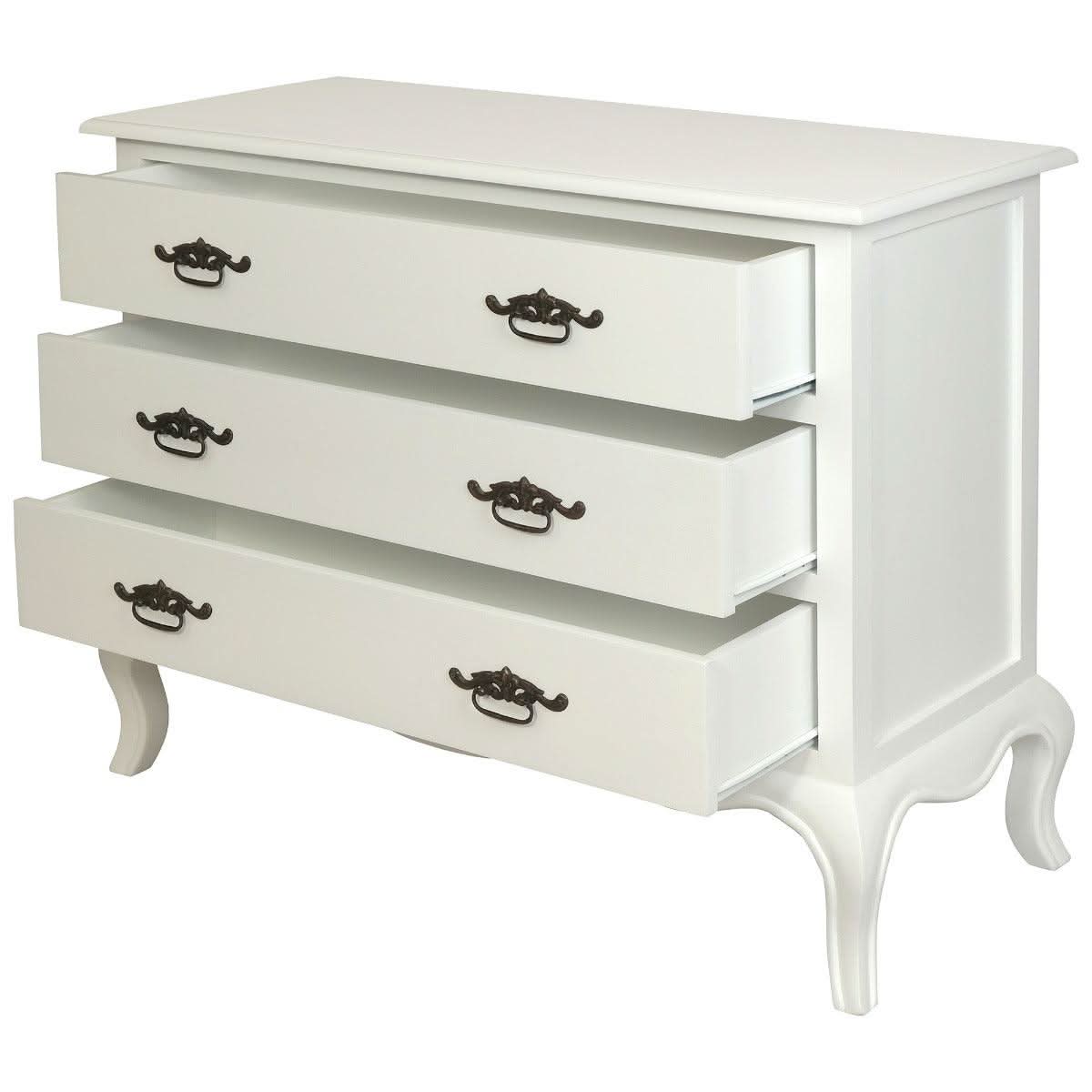ELODIE 3 DRAWER CHEST/DRESSER IN SOLID MAHOGANY - WHITE - MyChocolateWood