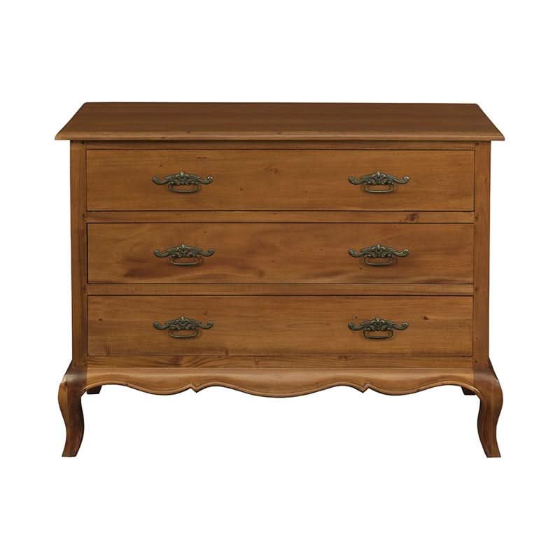 ELODIE 3 DRAWER CHEST IN SOLID MAHOGANY - LIGHT PECAN - MyChocolateWood