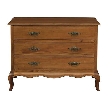 ELODIE 3 DRAWER CHEST IN SOLID MAHOGANY - LIGHT PECAN