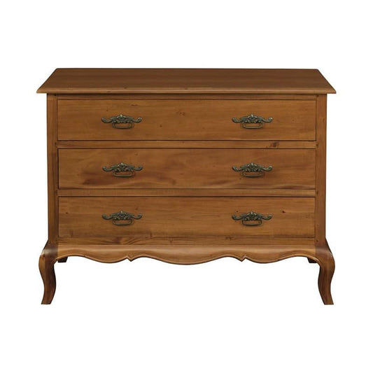 ELODIE 3 DRAWER CHEST IN SOLID MAHOGANY - LIGHT PECAN - MyChocolateWood