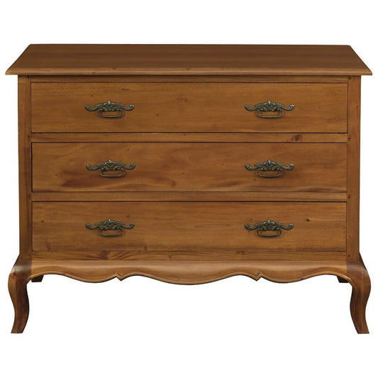 ELODIE 3 DRAWER CHEST IN SOLID MAHOGANY - LIGHT PECAN