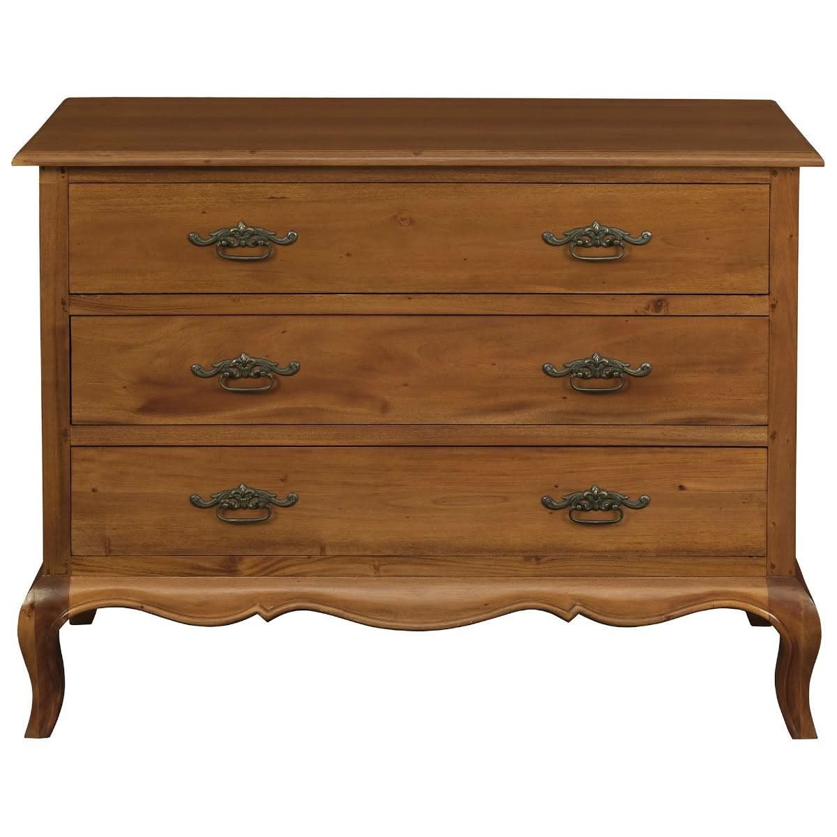 ELODIE 3 DRAWER CHEST IN SOLID MAHOGANY - LIGHT PECAN - MyChocolateWood