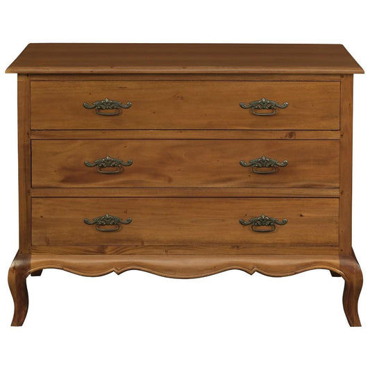 ELODIE 3 DRAWER CHEST IN SOLID MAHOGANY - LIGHT PECAN - MyChocolateWood