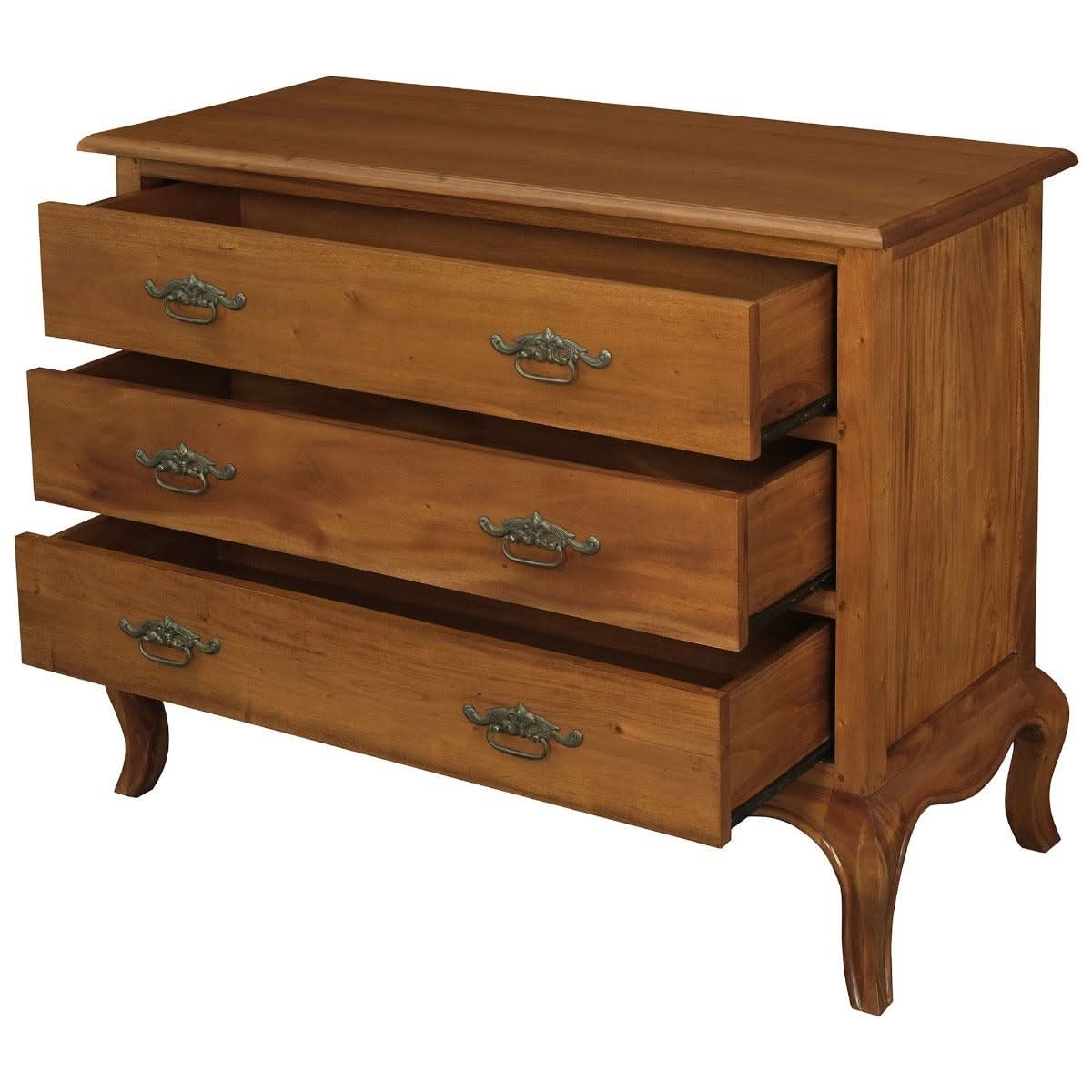 ELODIE 3 DRAWER CHEST IN SOLID MAHOGANY - LIGHT PECAN - MyChocolateWood