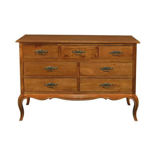 ELODIE 7 DRAWER DRESSER/CHEST OF 7 DRAWERS IN SOLID MAHOGANY - LIGHT PECAN - MyChocolateWood